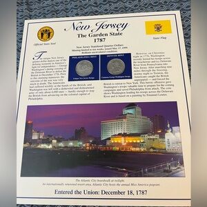 New Jersey State Coin and Stamps Card Historical Geographical